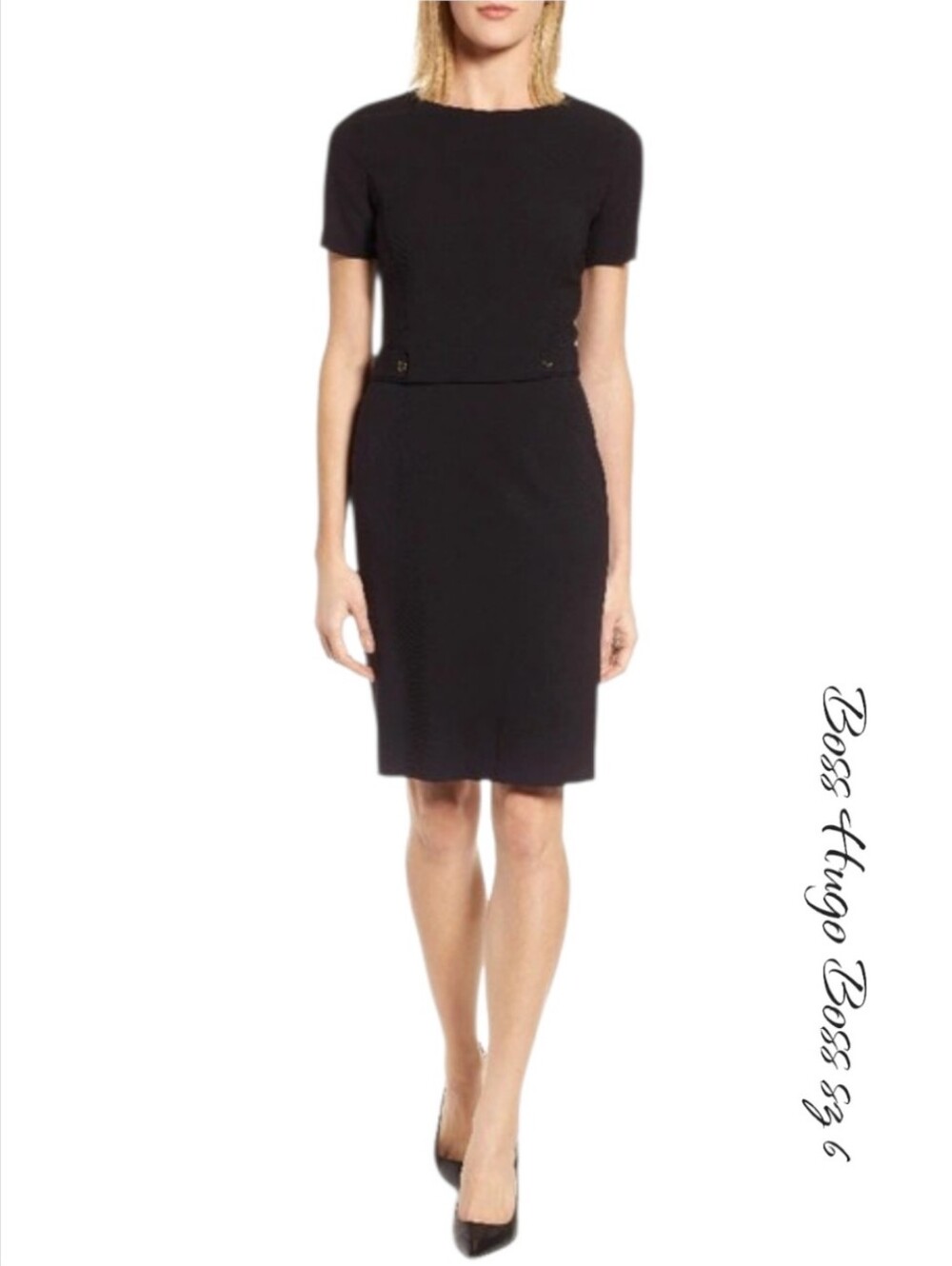 BOSS Hugo Boss Desulea Stretch Wool Sheath Dress Black Size 6 NWT